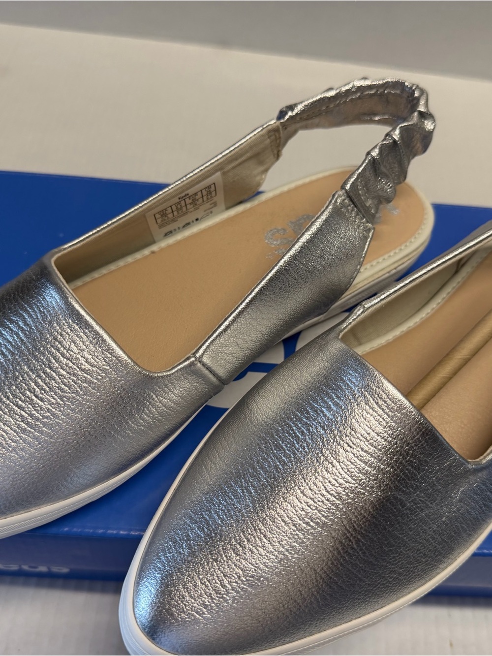 Keds Silver Metallic Slingback Espadrille Flats